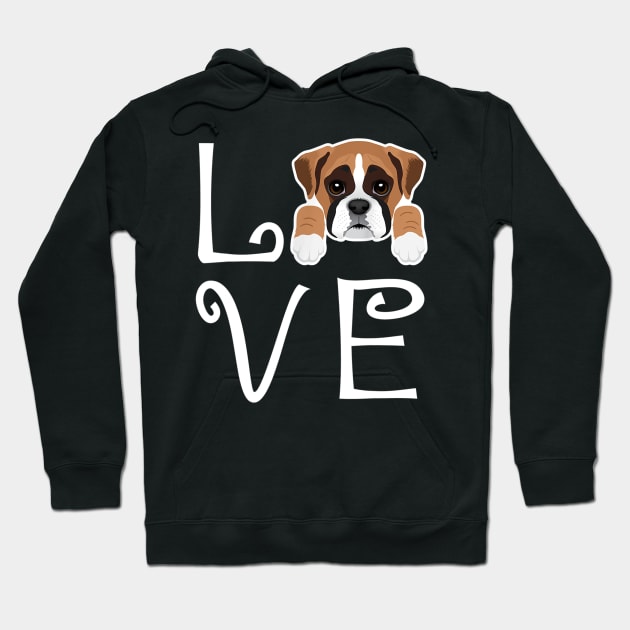 LOVE Boxer Dog Face Funny Hoodie by Xamgi